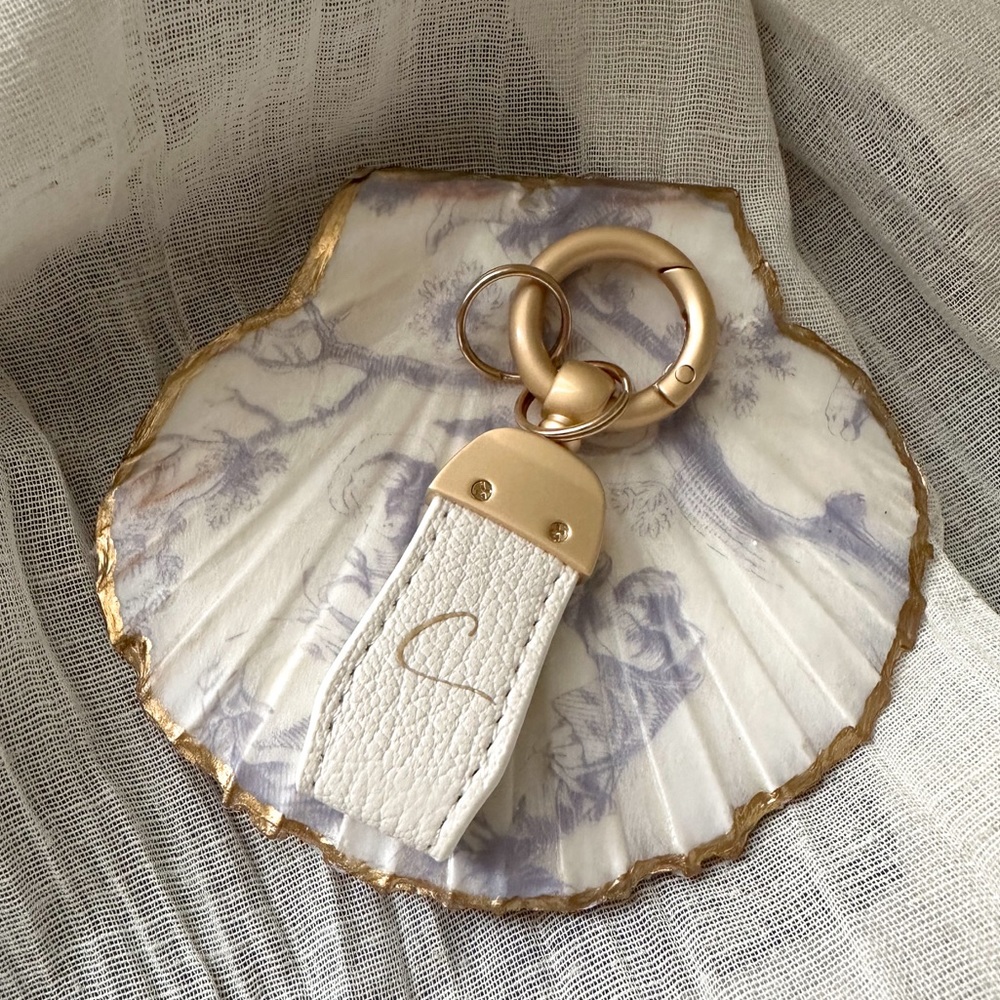 Monogrammed Gold and White Keychain AESTHETIC